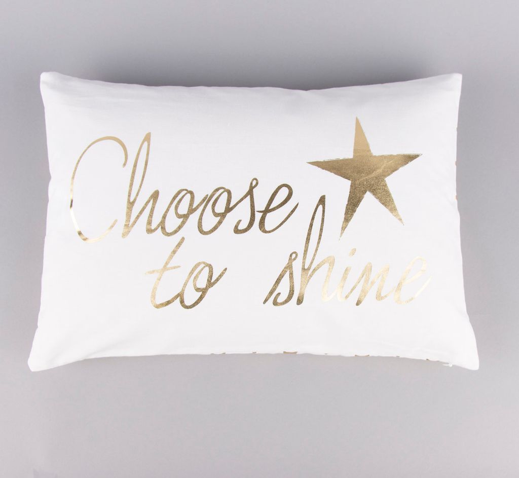 Clayre & Eef Deko Kissen bedruckt Choose to shine weiß gold 35x50cm