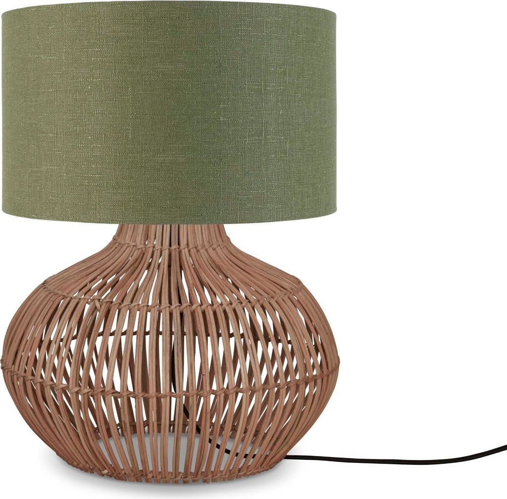 GOOD&MOJO - Tischleuchte Kalahari - Grün/Rattan - Ø32cm Produktbild 