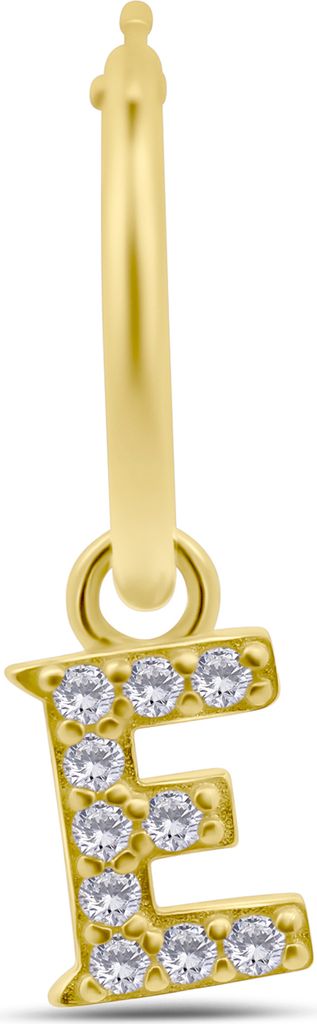 Geschenk für sie New Bling 9NB 906E Silberohrring mit Buchstabenanhänger - Zirkonia - E - Halbes Paar - Farbe Gold
