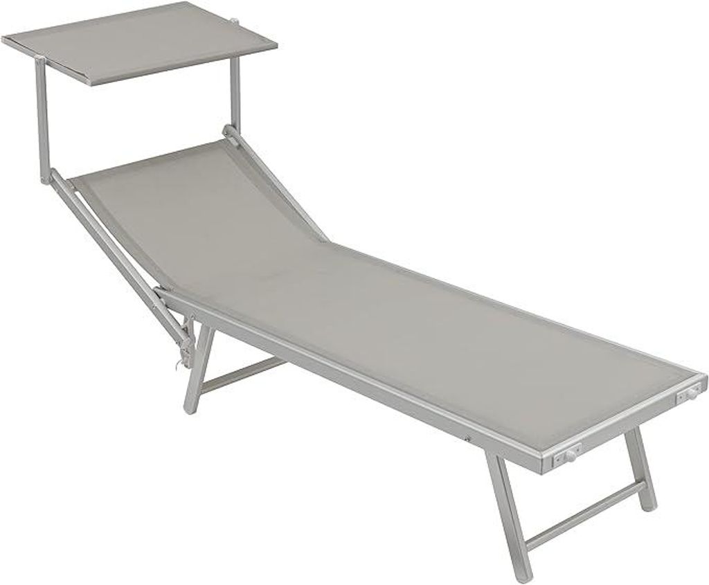 Zonnebed met aluminium frame en zonbescherming, inklapbare Productafbeelding 