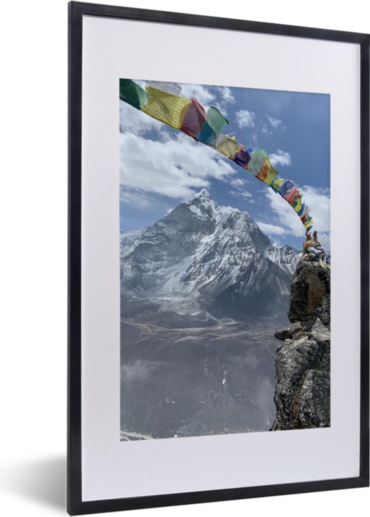 MuchoWow Gerahmtes Poster Everest Base Camp im Himalaya-Gebirge, Nepal 40x60 cm - Poster mit Schwarzem Bilderrahmen Wandposter Rahmen Foto Bilder...
