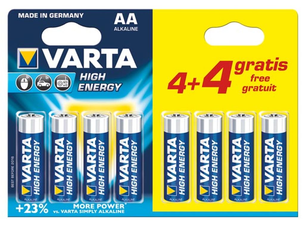 Varta Batterie AA 4+4 Alkaline Longlife Power | 20 Stück