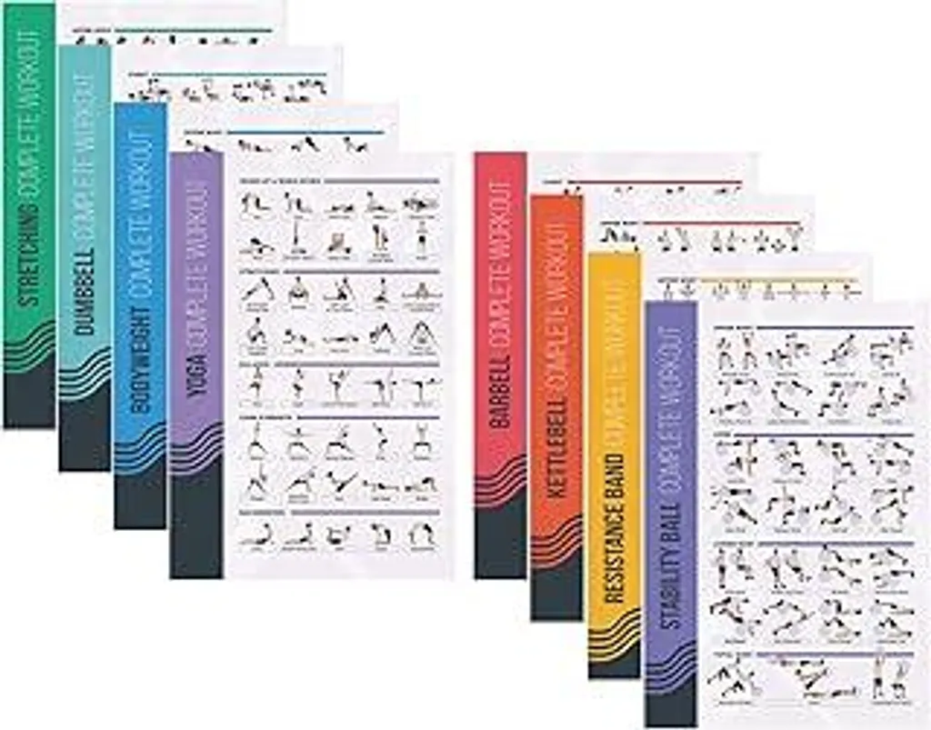 PosterMate Set 8 Poster Fitness 51x76cm - Guida Allenamento Home Gym