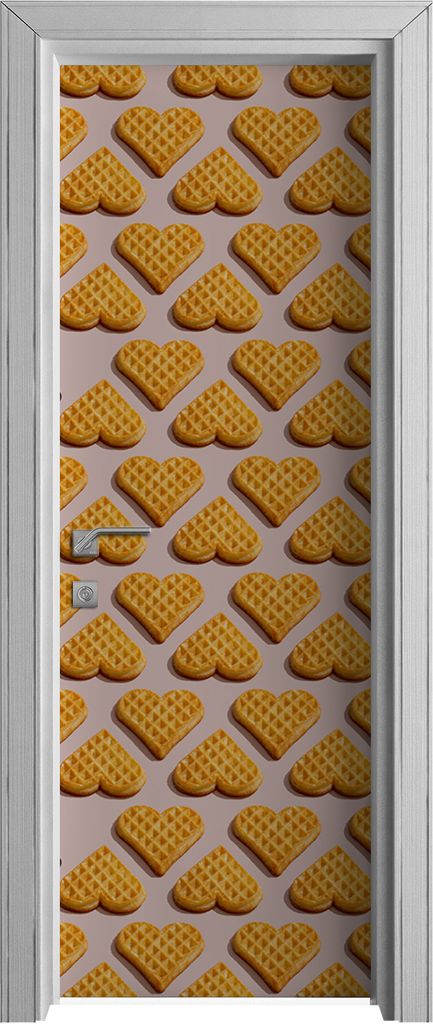 Tür Selbstklebende 70x210 cm Türfolie Türtapete Klebefolie - Waffeln und eine Tasse Kaffee
