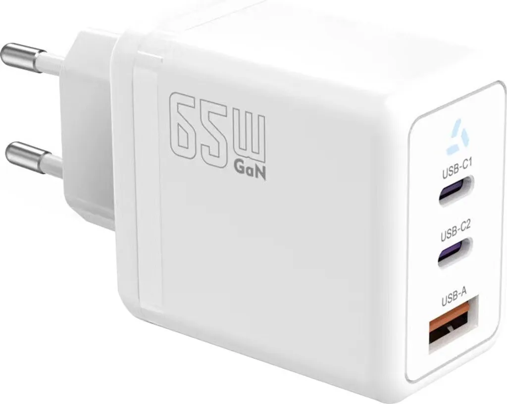 Alimentatore GaN 65W TB Charger - Bianco Elegante per Ufficio e Viaggi