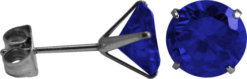 Ohrstecker Chirurgenstahl rundem Glaskristall Größe - 4 mm Farbe - Blau