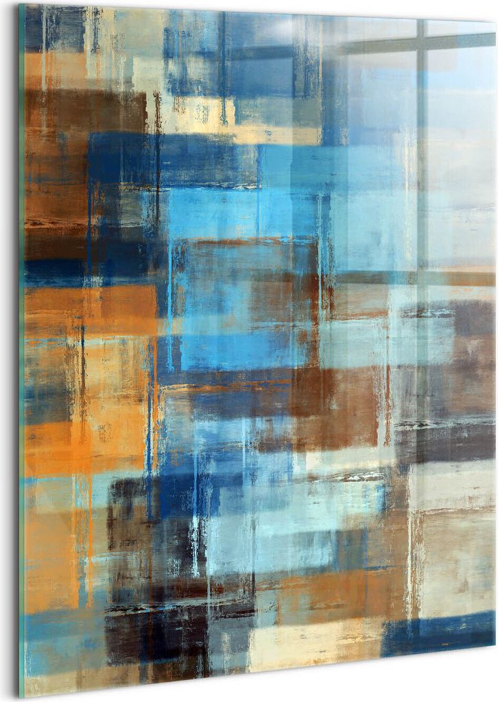 Designer Glasbild - Wandbild - Glas Bild - 60x80 cm - Abstrakter Bunter Malereihintergrund