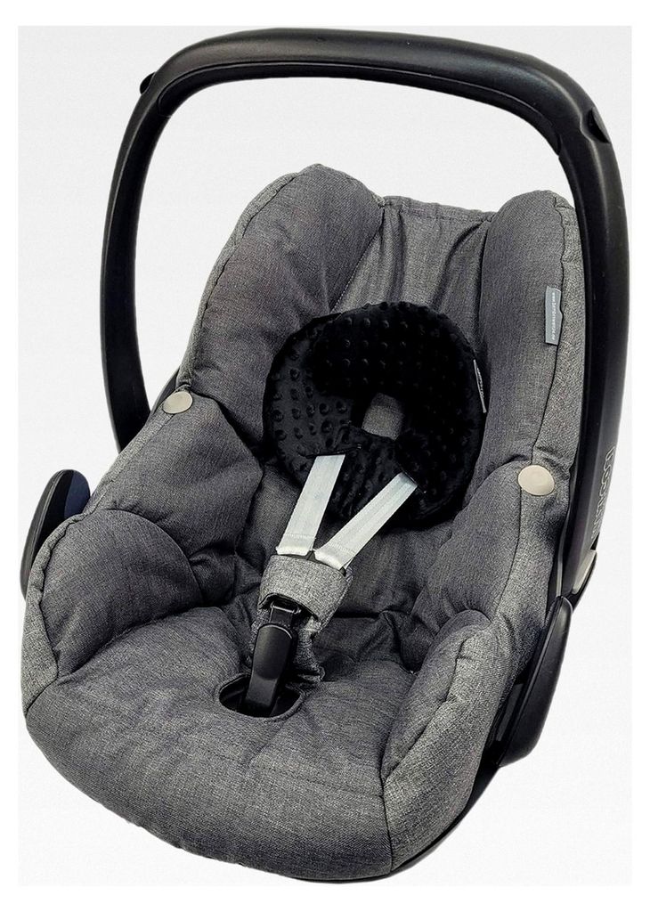 Kopfstütze KOPFPOLSTER Kopfkissen für Babyschale kompatibel mit Maxi-Cosi Pebble und Pebble Plus (Minky schwarz)