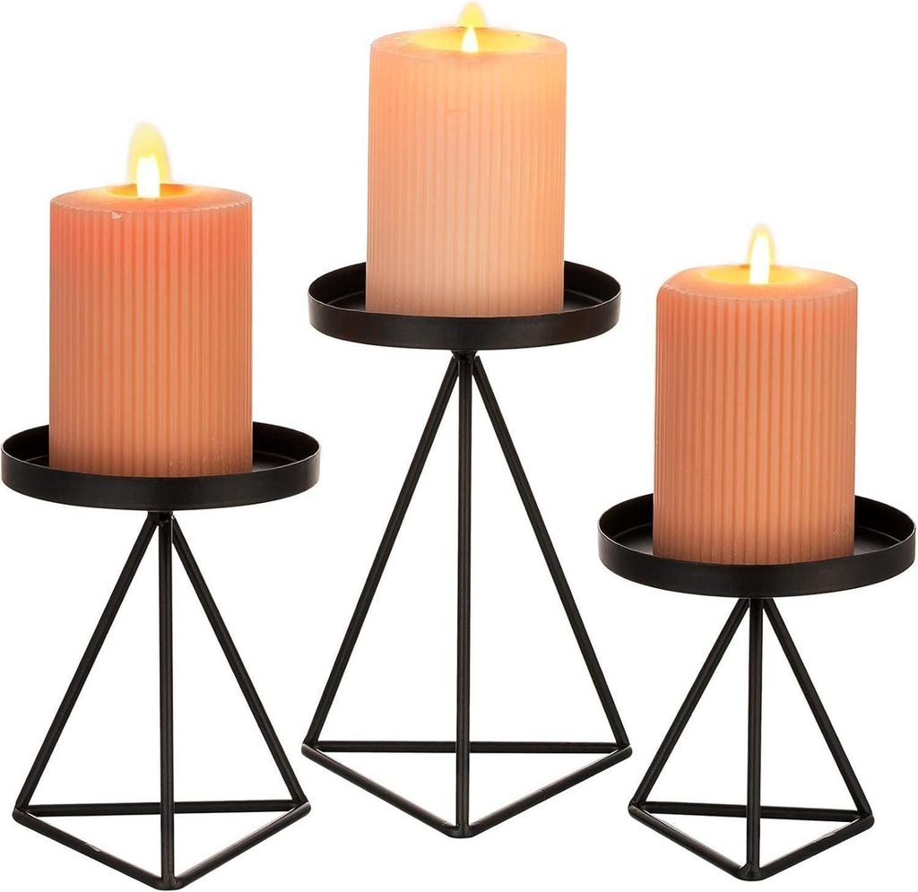 Set di 3 portacandele Sziqiqi in metallo nero vintage per Immagine del prodotto 