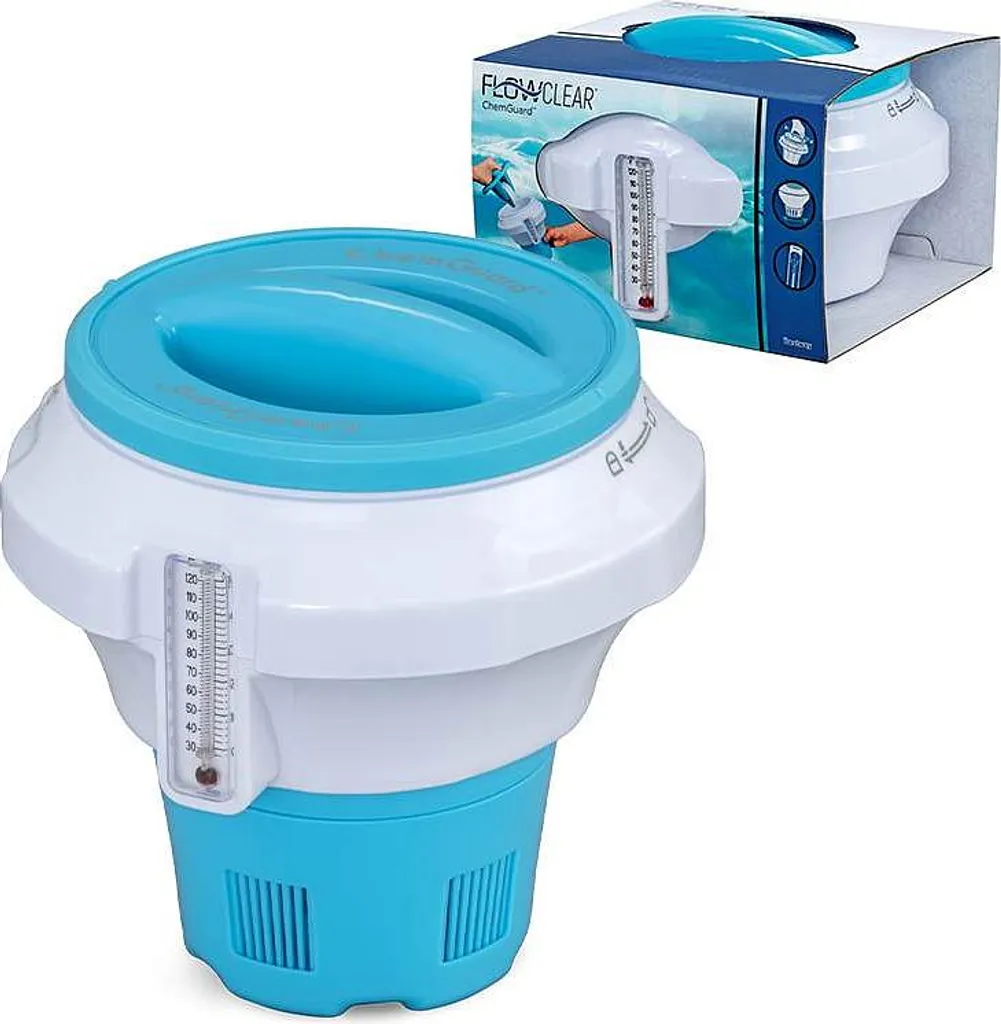 BESTWAY 58701 - Dávkovací plovák s ochrannou rukavicí Chemguard pro tablety 7,6 cm