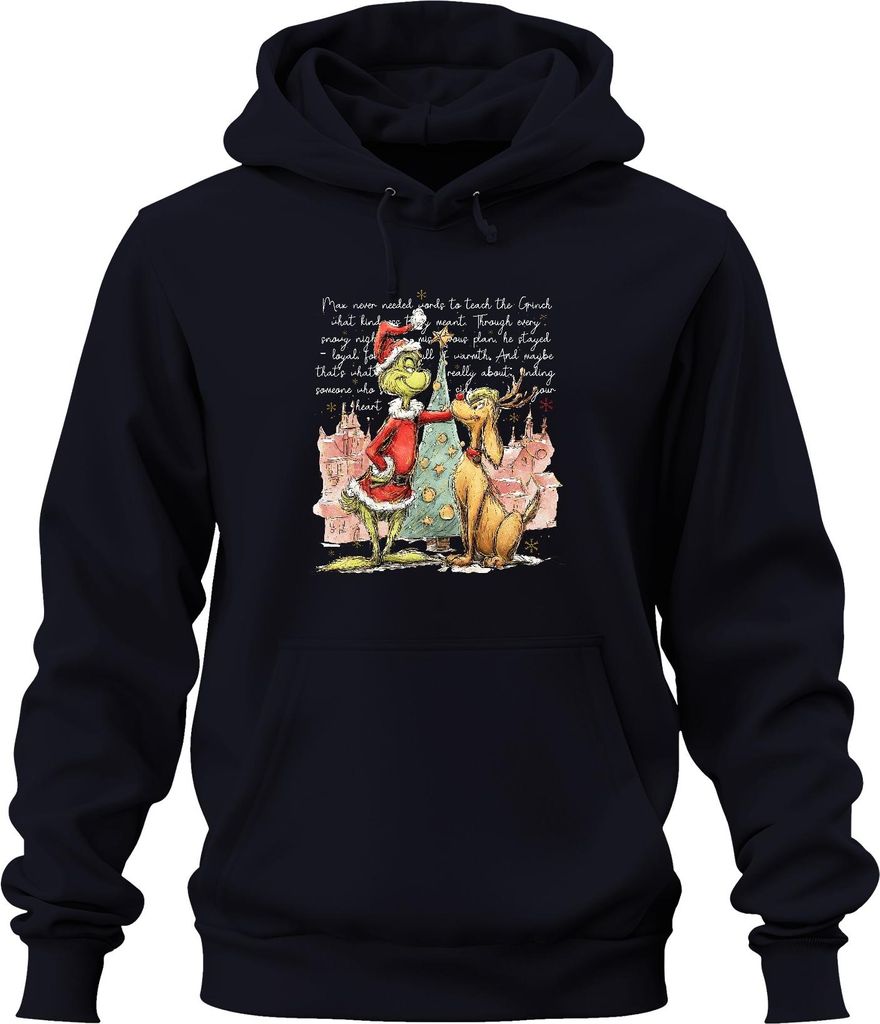 Grinch Max Christmas Santa Rudolph Hund Weihnachten Geschenk Uni Hoodie Kapuzenpullover, Navy, XXL