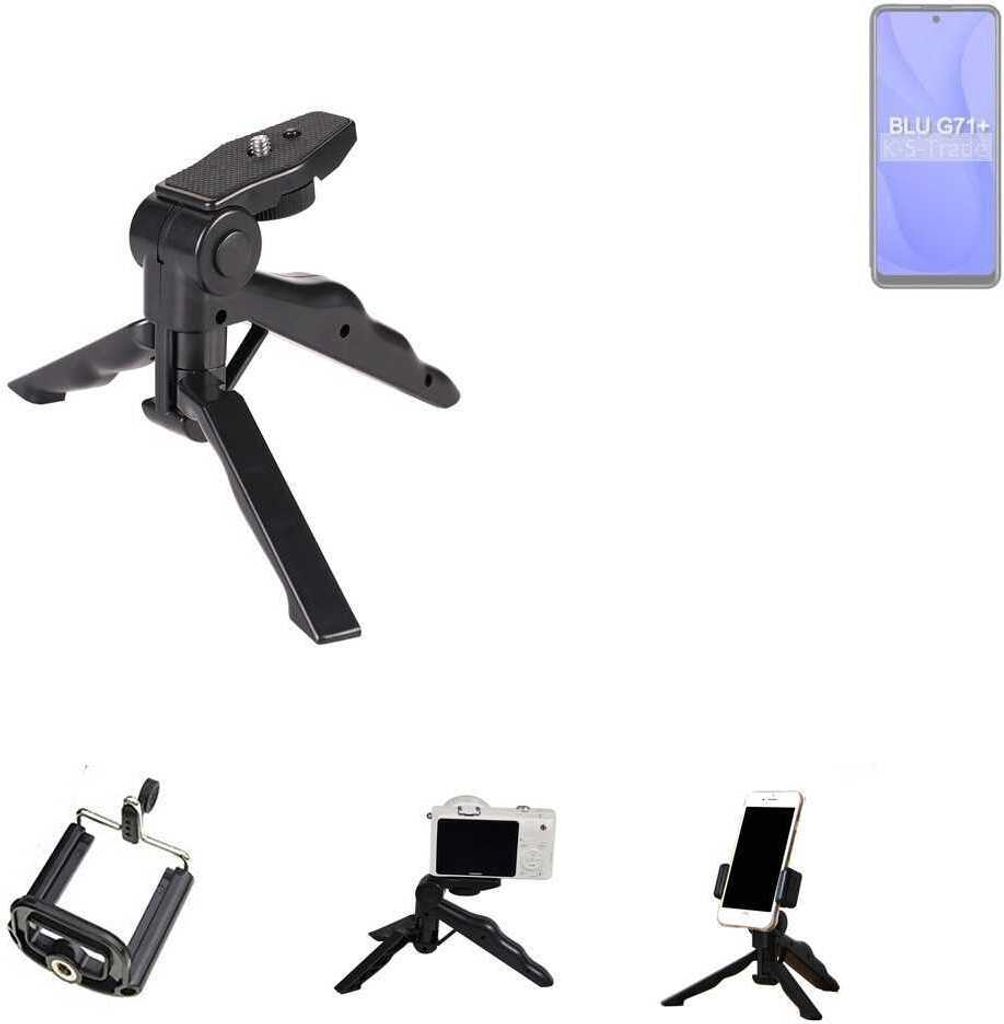 K-S-Trade Stativ Tisch-Ständer Dreibein Handy-Stativ Ständer kompatibel mit BLU G71+ Mini-Stativ Smartphone Tripod Handy-Stativ aus Plastik schwarz