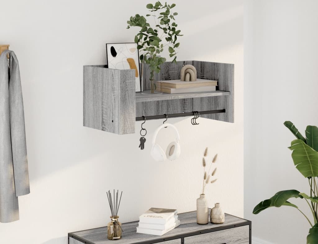 "im Sonderangebot"Wandregal - modernes Design - Hängeregal/Küchenregal - Grau Sonoma 70,5x35x30,5cm Holzwerkstoff NEU493892 - Wandregale