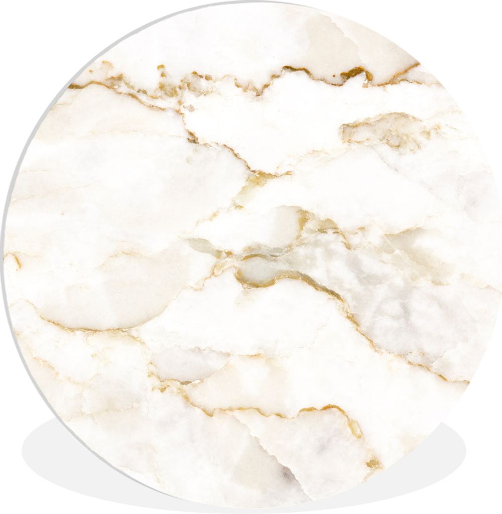 MuchoWow Rundes Wandbild - Runde Bilder Marmor - Limette - Gold - Luxus - Marmoroptik - Weiß Ø 90 cm Kreis Wanddekoration Kunststoff - Wandkrei...