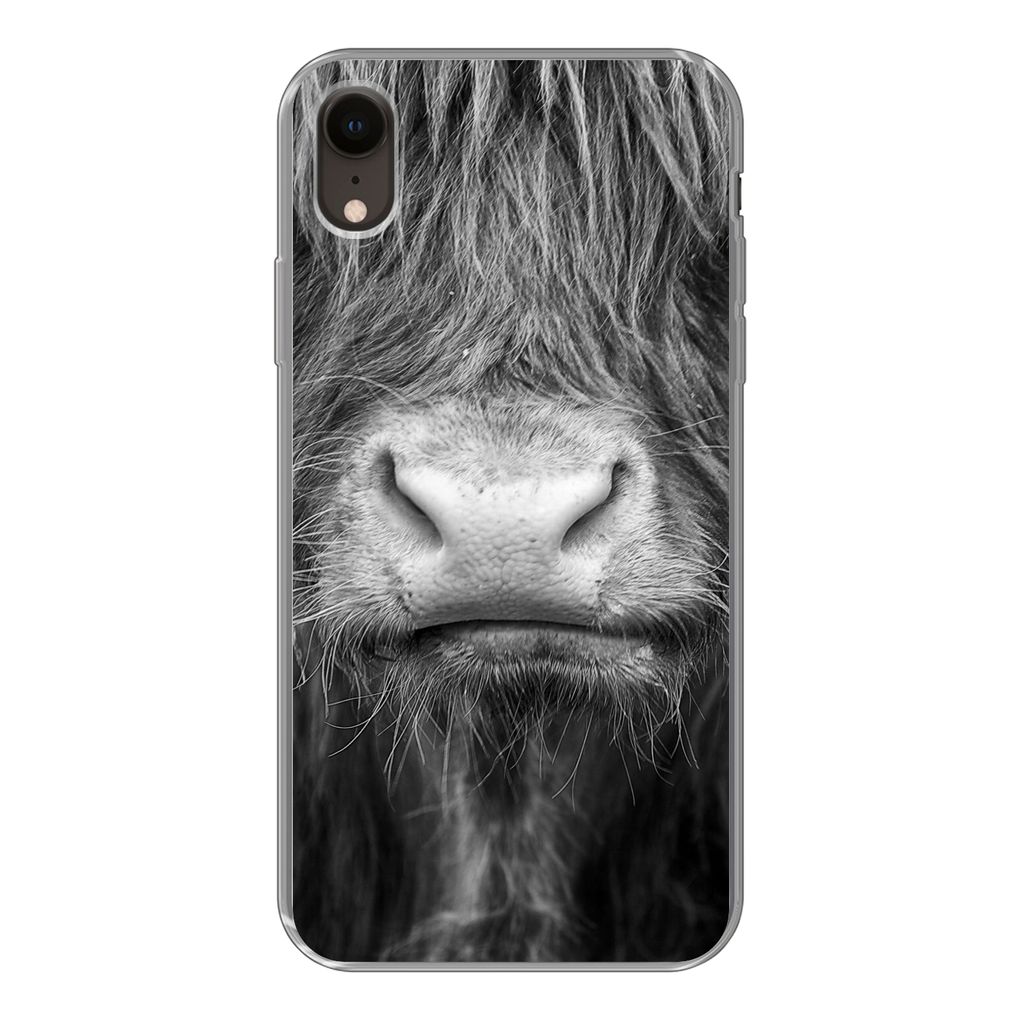 MuchoWow Handyhülle Schutzhülle Hülle für iPhone XR Schottischer Highlander - Haare - Tiere Silikon Softcase Handy Hülle - Schutzdeckel