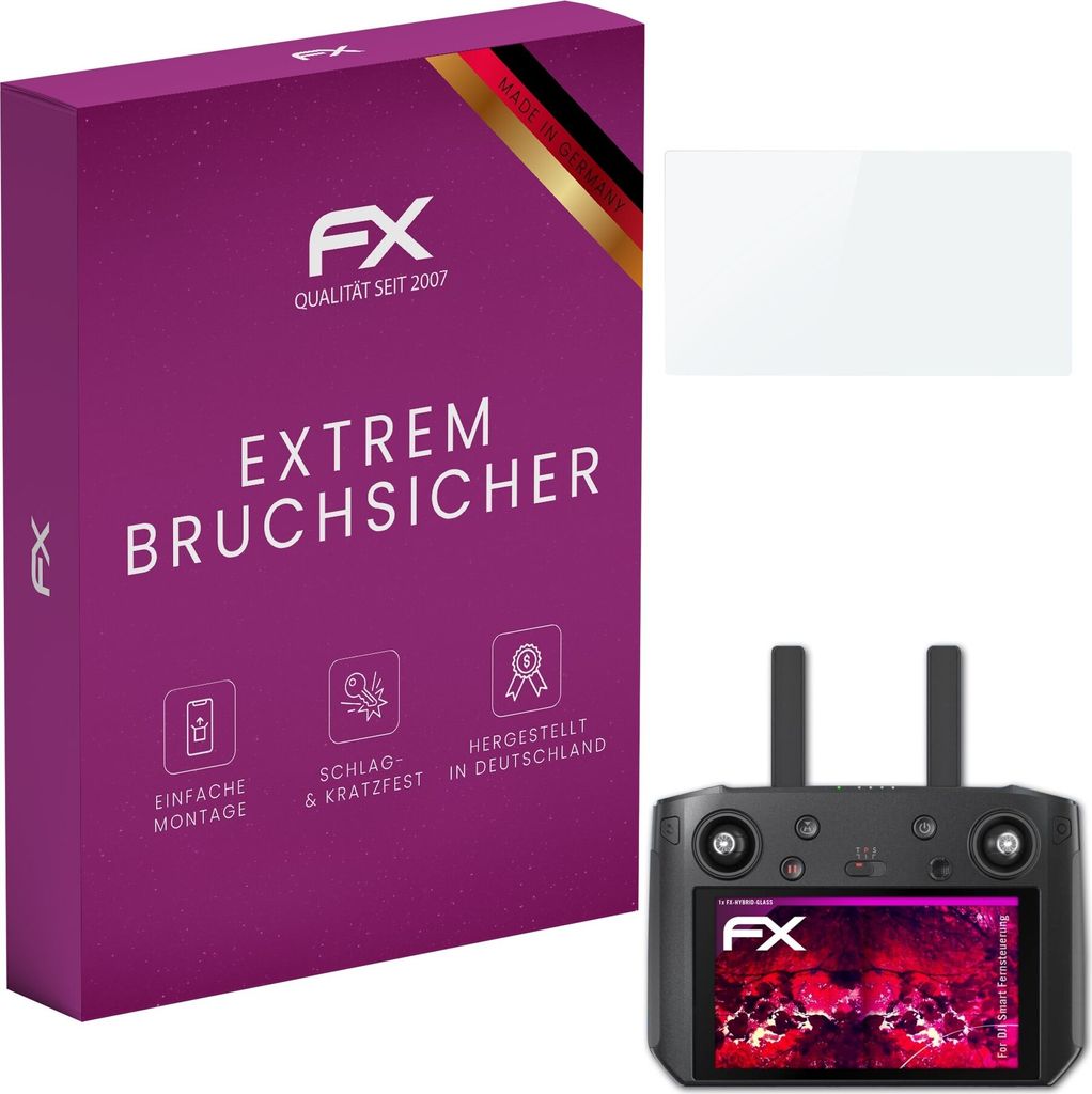 atFoliX FX-Hybrid-Glass Displayfolie kompatibel mit DJI Smart Fernsteuerung Glasfolie