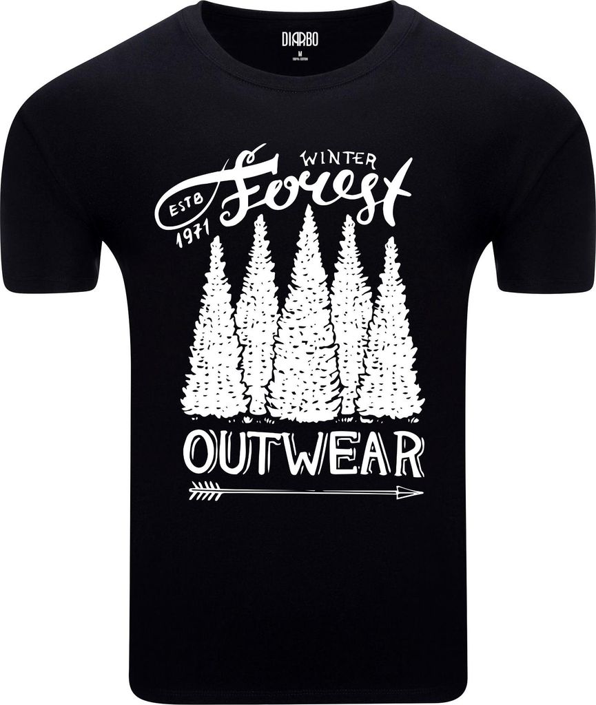 Diarbo Herren T-Shirt mit Naturliebhaber Druck Winterwald Schwarz Gr.S