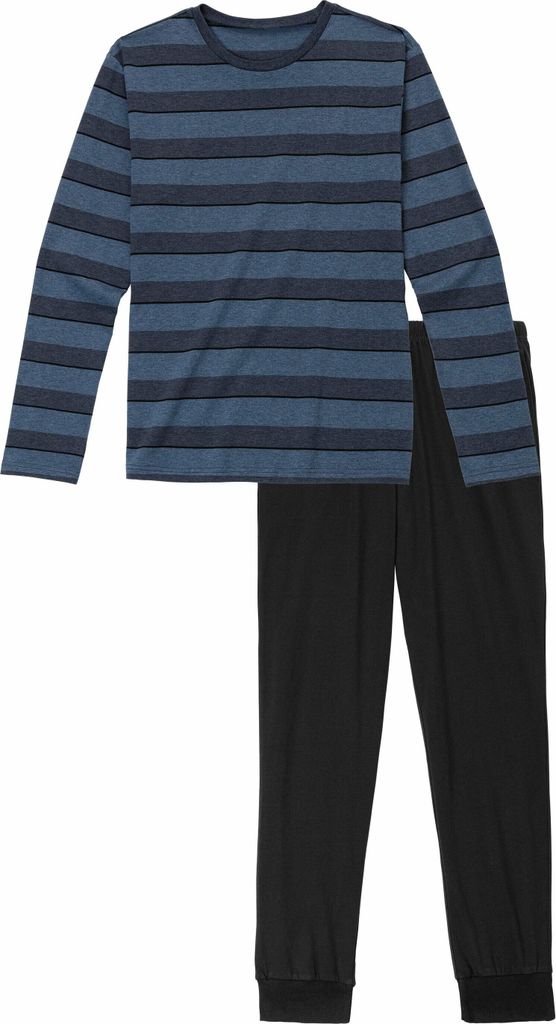 H.I.S. Pyjama 2 -teilig blau-meliert-gestreift, schwarz Produktbild 