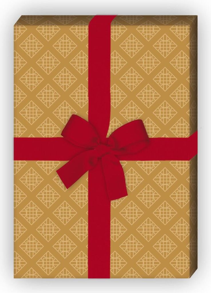 Vintage Kachel Geschenkpapier im geometrischen Retro Design, beige - G8324, 32 x 48cm