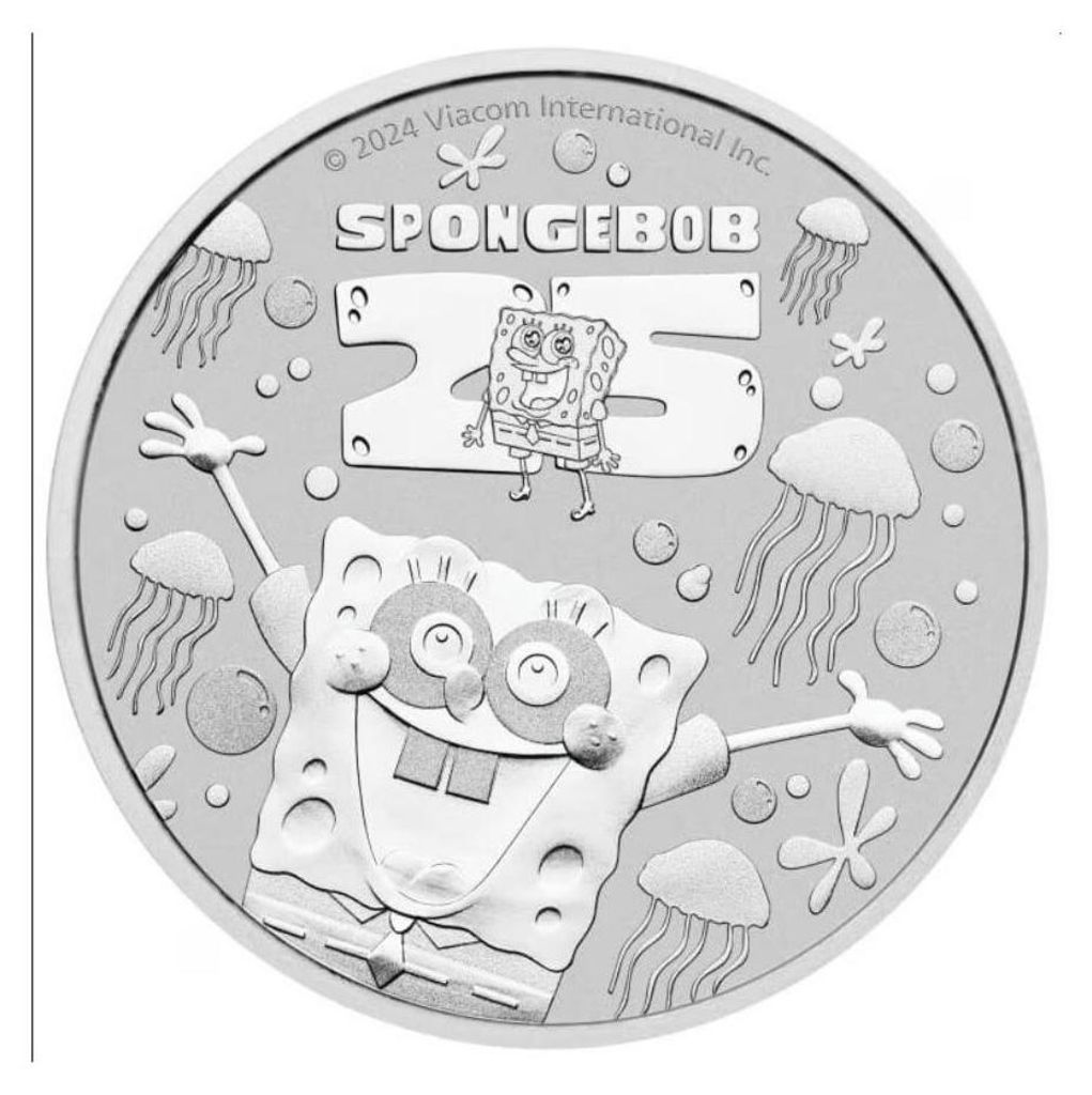 moneta d'argento da 1 oz 25 anni Spongebob Squarepants 2024 Immagine del prodotto 