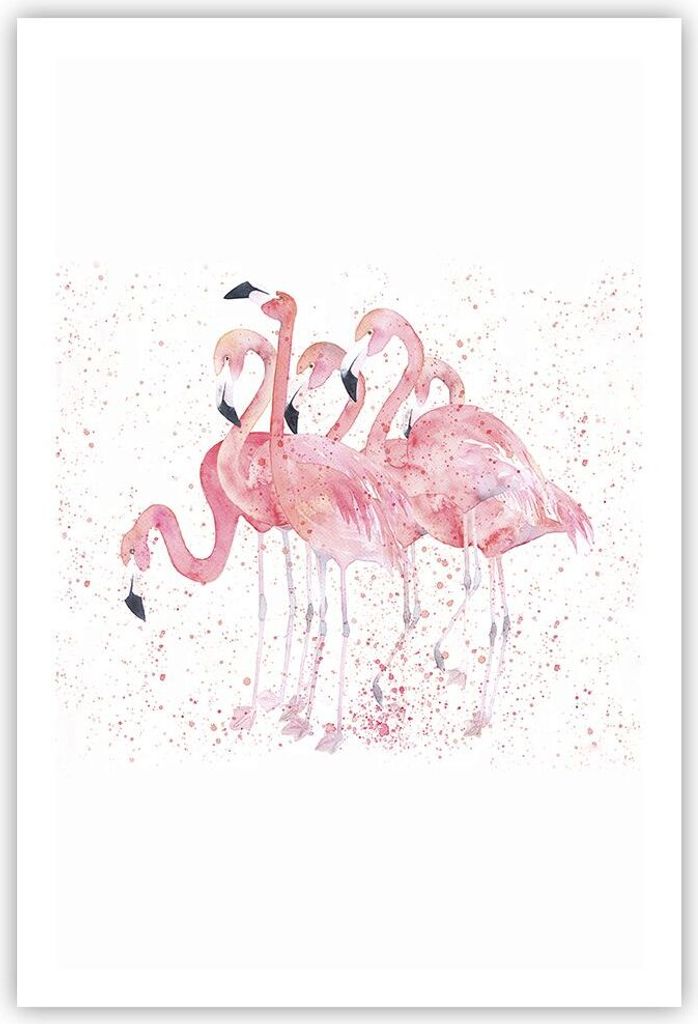 Poster - Poster ohne Rahmen - Flamingo Vogel Wasser - 61x91,5 cm - Wand Bild - Wanddeko - Wandbilder - Kunstposter - Wandposter - Bilder - Kunstdru...