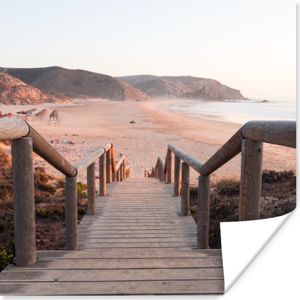 MuchoWow Poster Treppe - Küste - Sand 30x30 cm - Wandposter - Printing