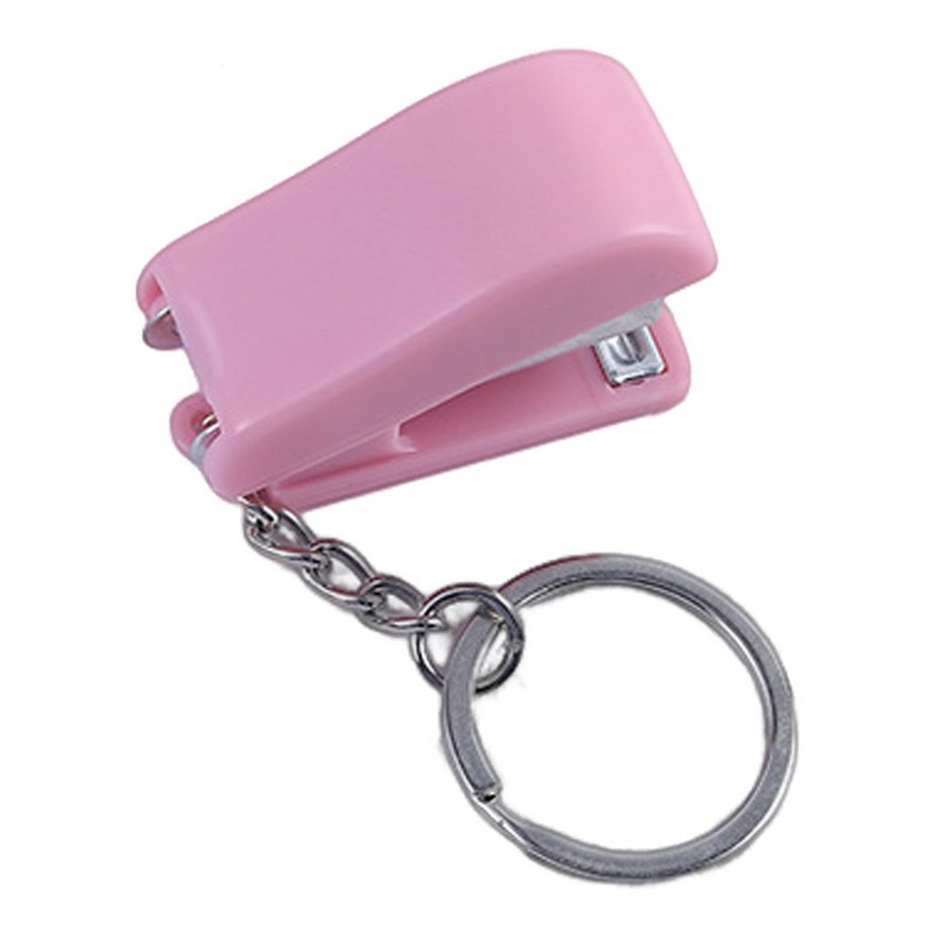 Student Stapler Macaron Farbe hohe Effizienz Schnellbindung Schlüsselkette Design Netter Cartoon Mini Staplermaschine für die Schule-Rosa B