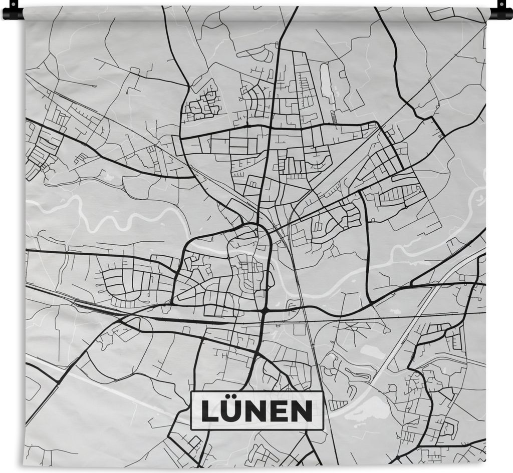 MuchoWow Wandteppich Wandbehang Lünen - Karte - Stadtplan - Deutschland - Karte 60x60 cm Tapisserie Dekoration Wandtuch - Dekorationen - Wand Decke