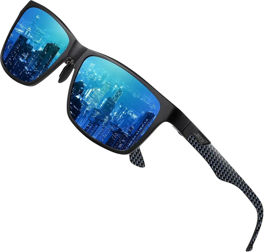 Occhiali da sole polarizzati da uomo con montatura rettangolare in metallo UV400 CAT 3