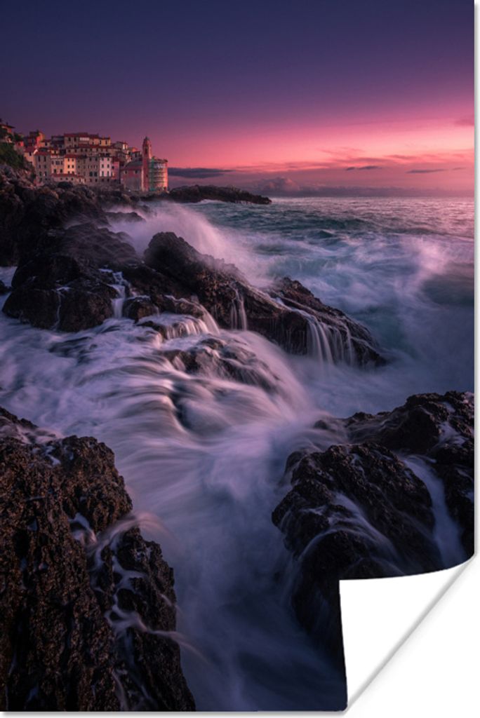 MuchoWow Poster Meer - Steine - Haus 120x180 cm - Kunstposter
