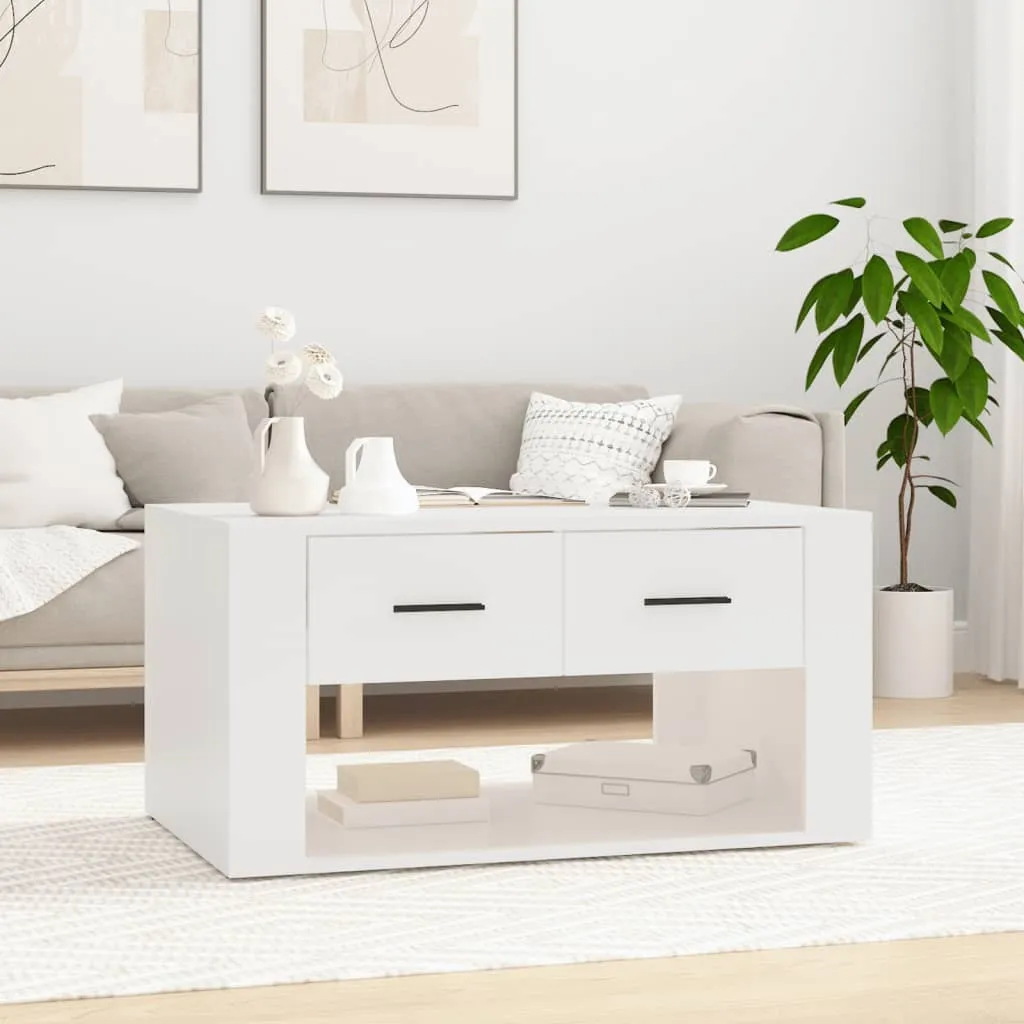 Tavolino The Living Store bianco 80x50x40 cm in materiale ligneo