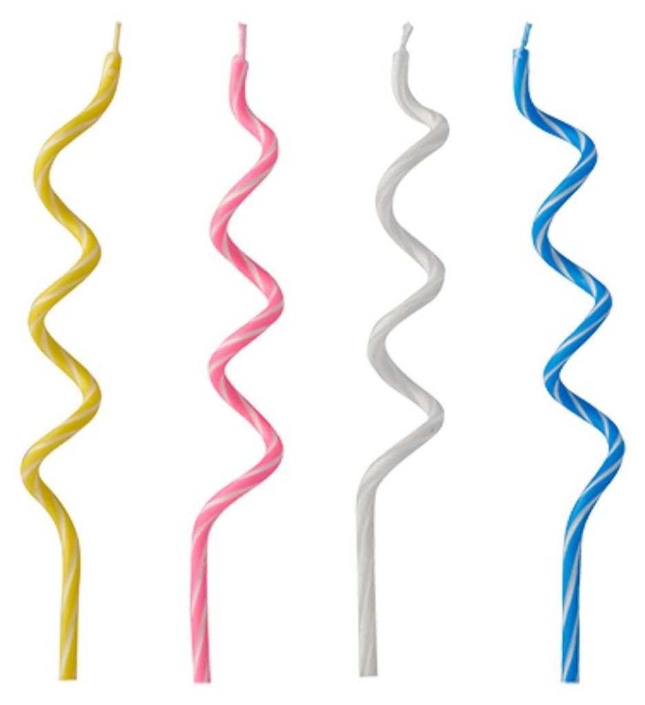 12 Geburtstagskerzen 12,5 cm farbig sortiert "Spirale" Produktbild 