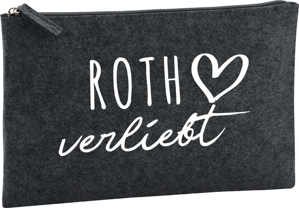 Huuraa Kulturbeutel Roth verliebt 1 Liter Charcoal Filz Kosmetiktasche Geschenkidee