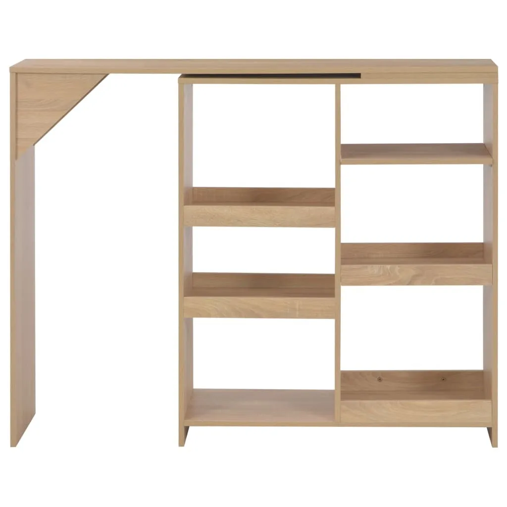 Tavolo da Bar vidaXL con Scaffale Mobile - Rovere Marrone 110cm Altezza