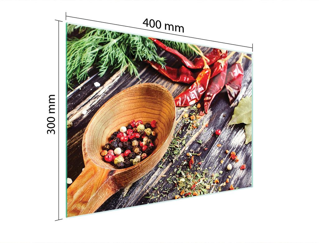 Schneidebrett Herdabdeckplatte Multiglasschneidplatte 40x30 cm Gewürze Holz