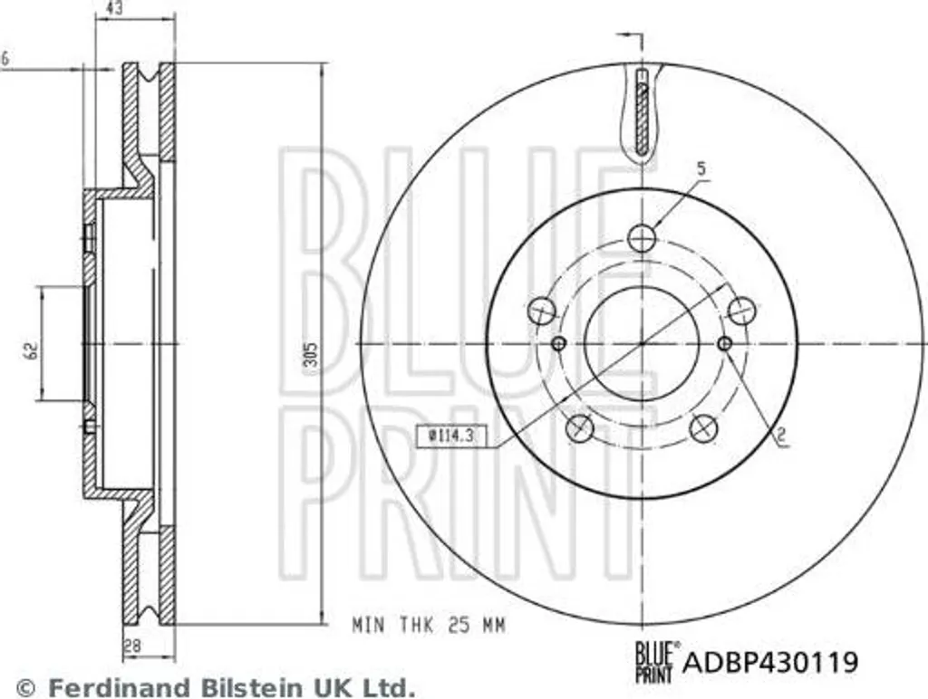 Disque de frein avant ventilé compatible avec RAV 4 et Lexus ES 350