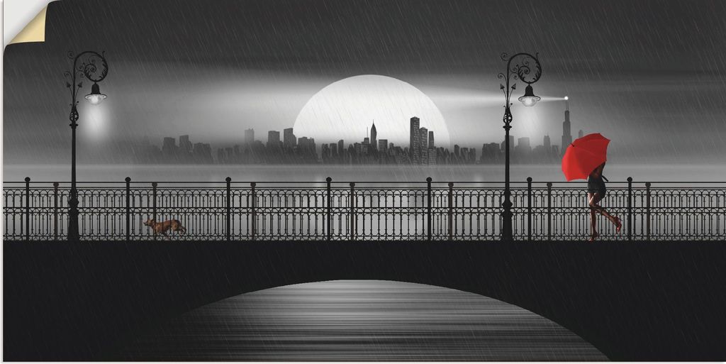 ARTland Wandbild, selbstklebend Die Brücke im Regen Größe: 40x20 cm