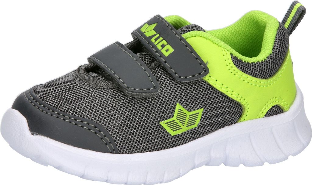 LICO Jungen Sportschuh grau-neongrün mit Klettverschluss 22