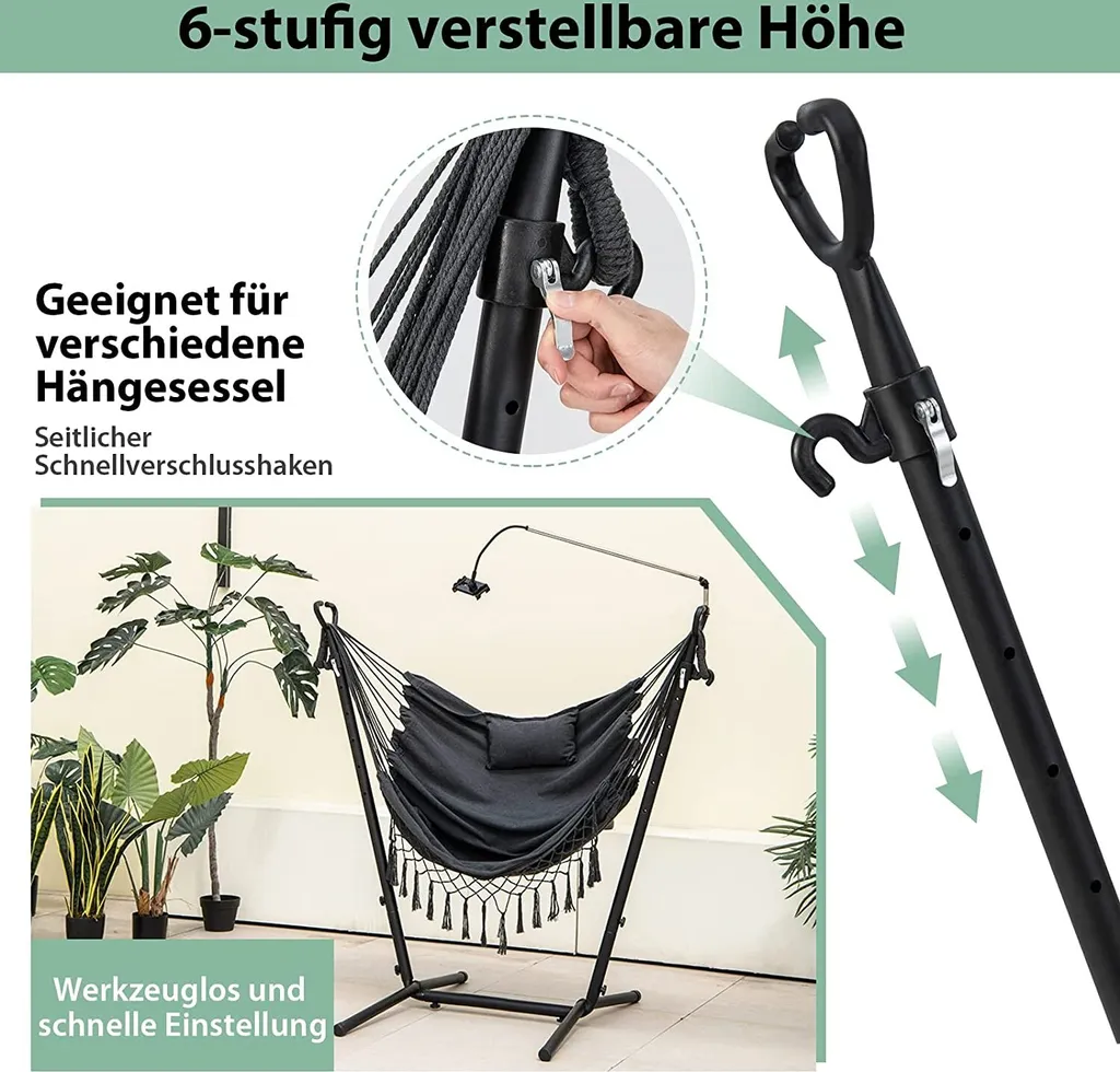Balançoire suspendue de jardin avec structure en acier et grand coussin - 4