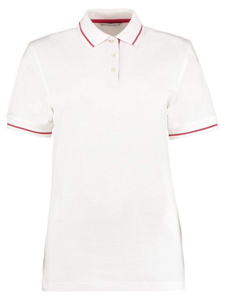 Kustom Kit - "St Mellion" Poloshirt für Damen FK1663 (M) (Weiß/Rot)