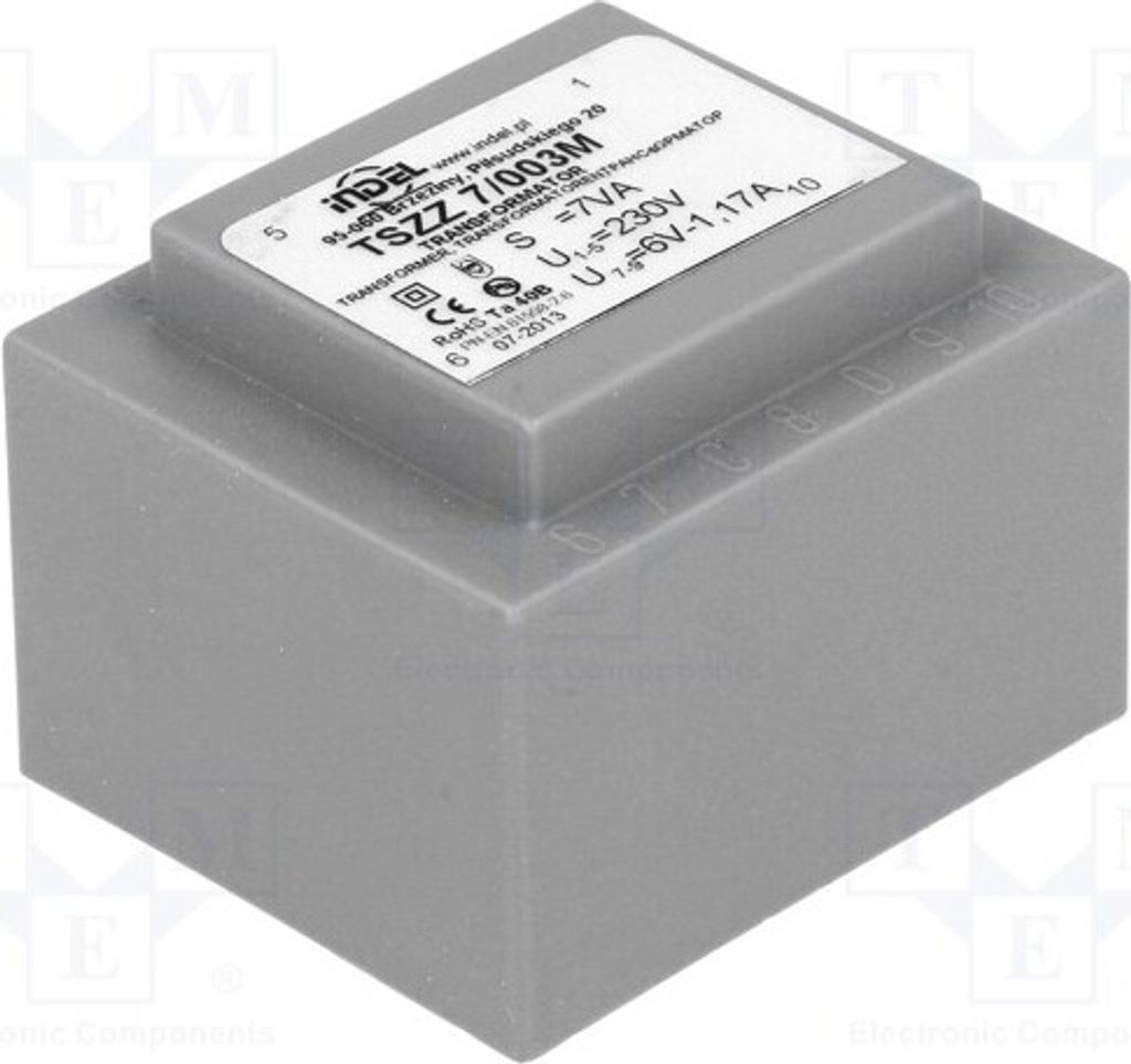 1x Transformator: überzogen 1,16A 6V 230VAC Montage: 7VA IP00 TSZZ7/003M -Transfo