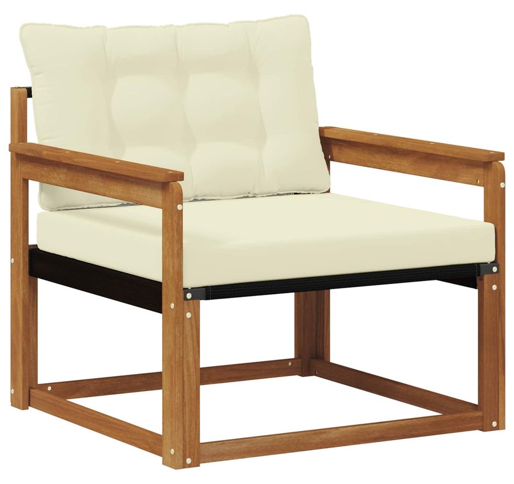 Outdoor-Sofagarnitur Massives Akazienholz und Textilene Natur