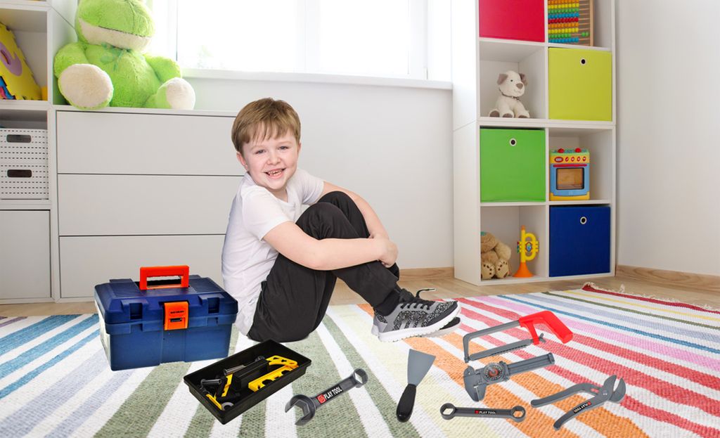 Mosaik Steckspiel Montessori Schrauben Spielzeug Werkzeugkoffer für Kinder 