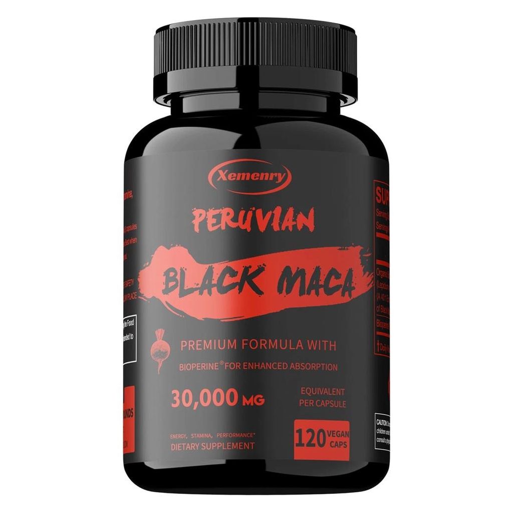 Peruvian Black Maca 30000mg (120 Kapseln) Nahrungsergänzungsmittel, Ausdauer, Energie, Kraft, Stärke, Muskeln, Sexuelle Gesundheit, Männergesund...