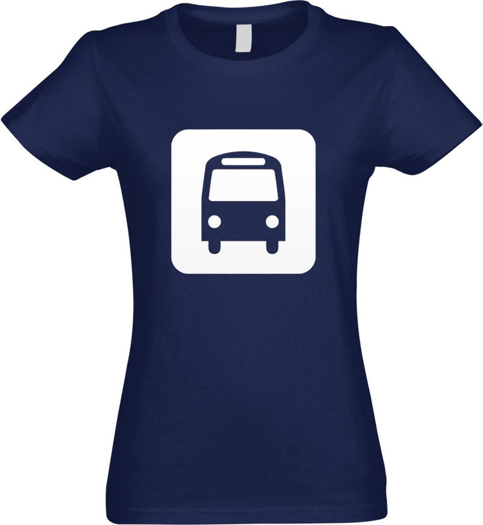 Kiwistar - T-Shirt tailliert - Damen - Navy - Bushaltestelle Schedule Pikto - mit Motiv Bedruckt - Funshirt Design - Sport - Freizeit - Damen - M