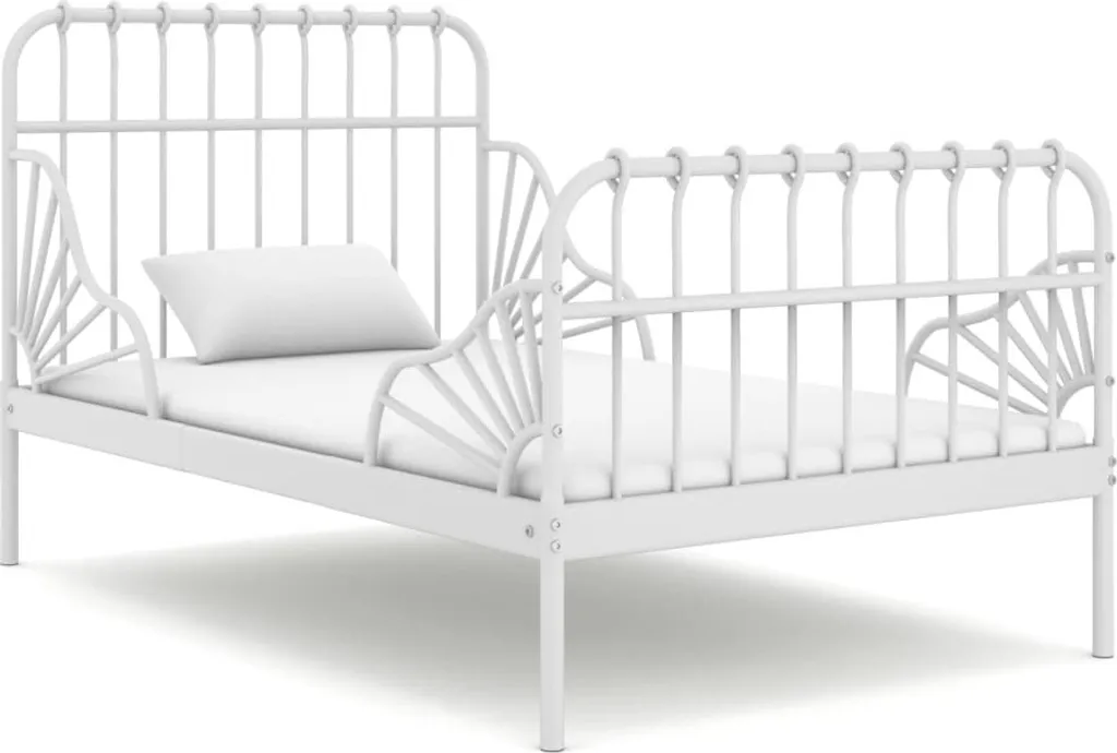 Lit gigogne 80x200 blanc en métal avec sommier réglable pour enfant