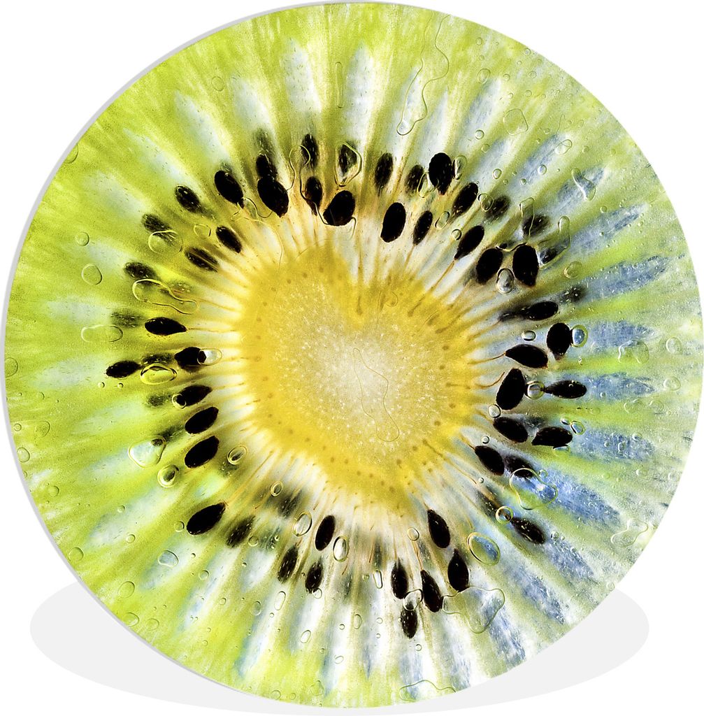 MuchoWow Rundes Wandbild - Runde Bilder Kiwi - Kerne - Herz Ø 30 cm Kreis Wanddekoration Kunststoff - Wandkreis - Wandschmuck - Schlafzimmer - B...