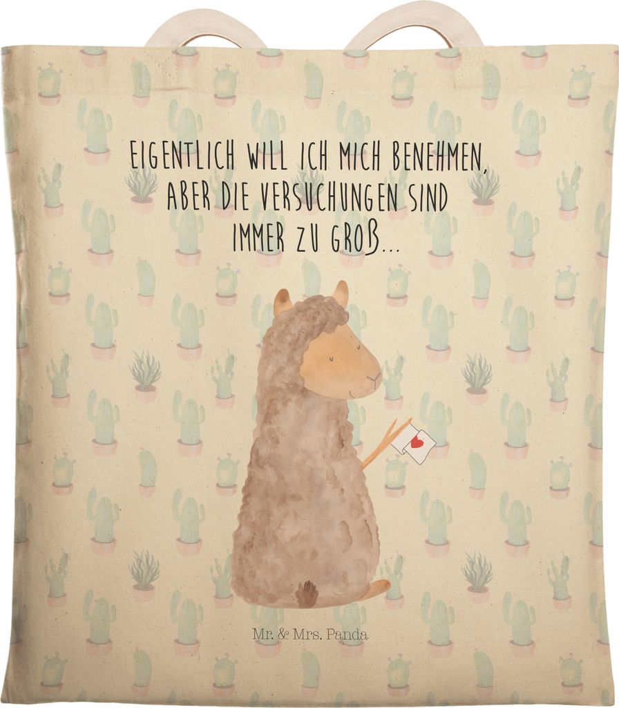 Mr. & Mrs. Panda Beutel Alpaka Fahne - Kaktus Grün - Geschenk, Beuteltasche, Tragetasche, Lama, Lamas, Stofftragetasche, Tasche, Liebe, Alpakas, s...