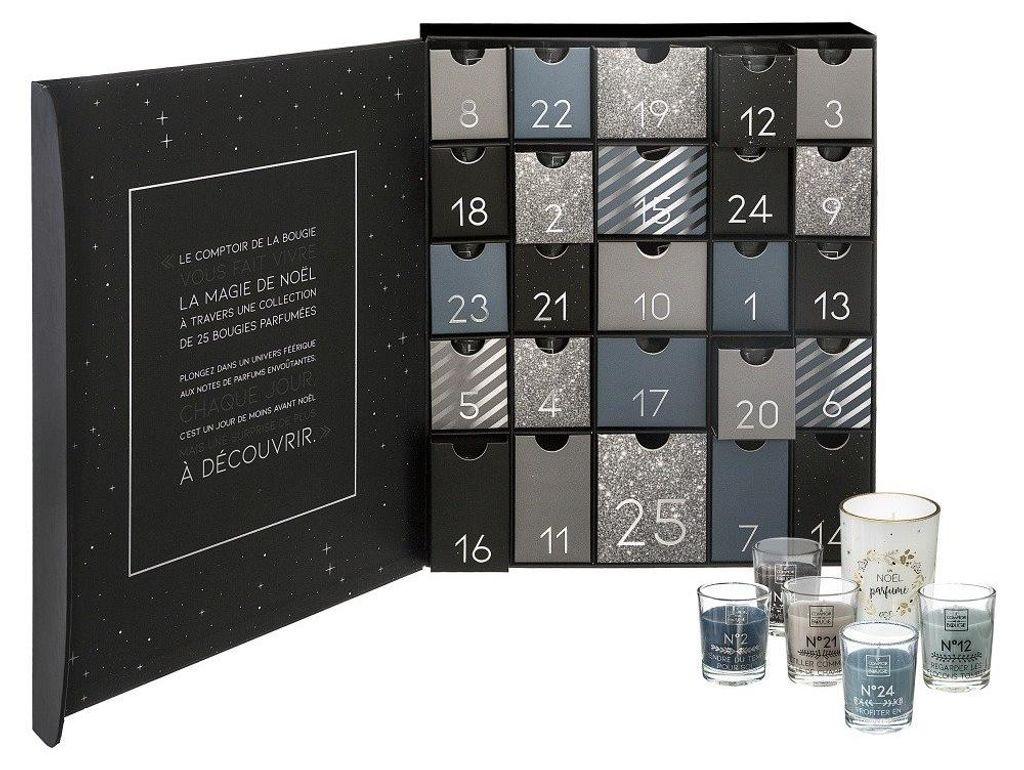 Adventskalender mit 25 Duftkerzen im Glas mit Zitaten, Produktbild 