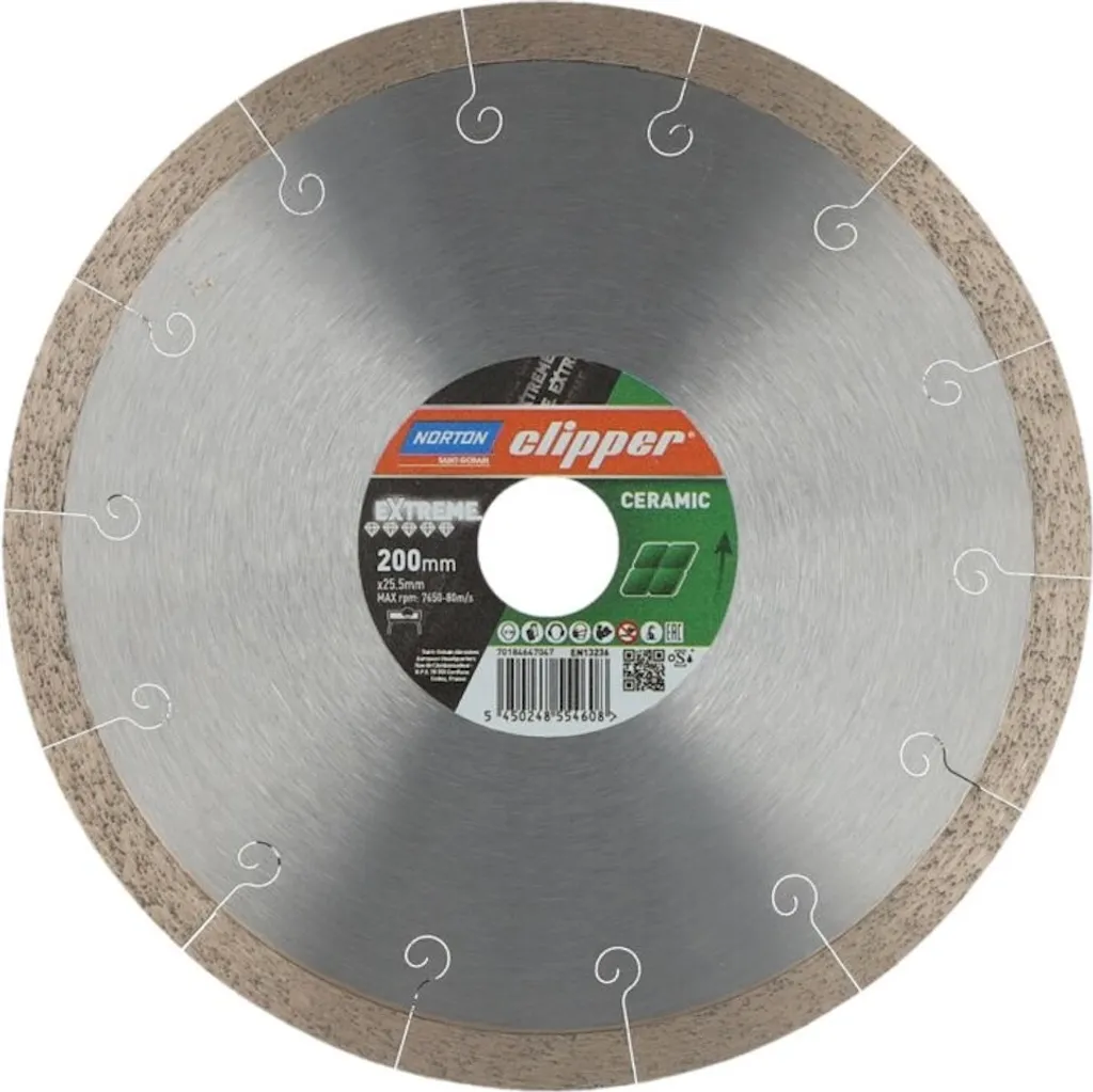 Disque diamanté haute longévité jante continue 200mm Norton